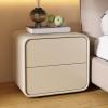 CraftThink 2-Drawer Nightstand, Modern Bed Side Table Solid Wood Frame Leather Bedside Table Nightstand for Bedroom, Light Brown 2-Piece 16" L x 16" W x 19.5" H view 2