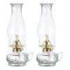 SYALEO Oil Lamp Lantern Retro Glass Kerosene Lamp 2 Pieces Chamber Oil Lamp Antique Clear Hurricane Lamp w/Adjustable Fire Wick Emergency Lighting for Indoor Outdoor Use Tabletop Decor view 1