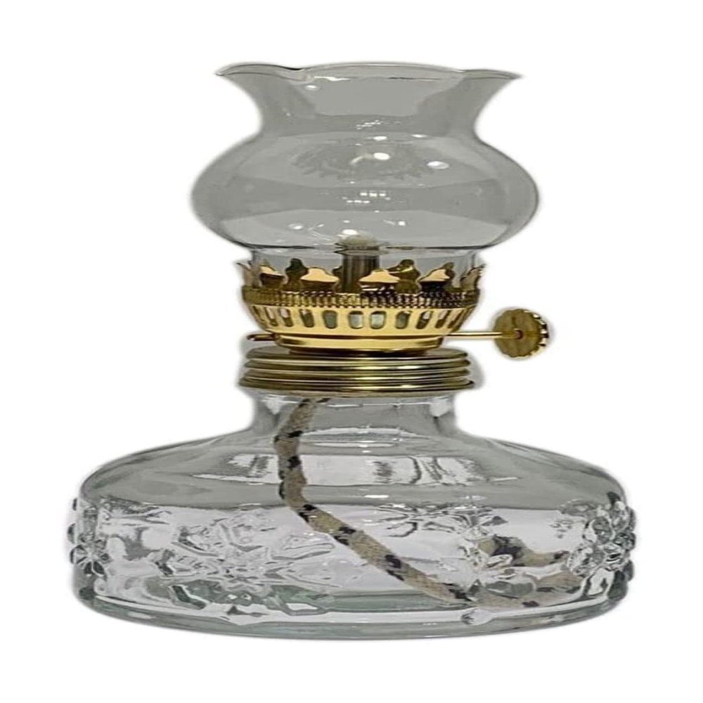 SYALEO Oil Lamp Lantern Classic Chamber Oil Lamp with Wick Clear Crystal Kerosene Lamp Lantern for Indoor Use Emergency Hurricane Lamp Home Lighting Desktop Camping Lamp Tabletop Decor
