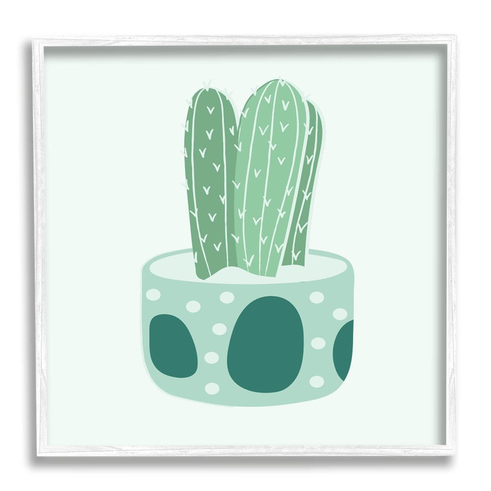 Stupell Industries Casual Green Patterned Cactus Giclee Framed Wall Art, Design by Lil' Rue