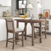 CKLMMC Farmhouse 3 Piece Counter Height Dining Table Set with Drop Leaf Round and 2 Upholstered Dining Chairs, Heavy Solid Wood Kitchen Dining Table Set for Small Place (Brown/Drop Leaf*A) view 1