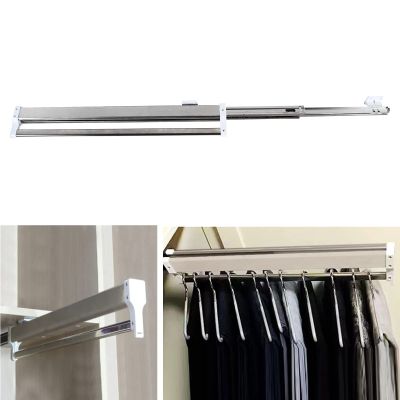Heavy Duty Extendable Pull Out Closet Rod - Closet Clothes Hanger Rail, 201 Steel Finished Extendable Closet Clothes Rail, 30-80cm Adjustable Pull Out Closet Rod, With 2 Sliding Rail ( Size : 55cm )