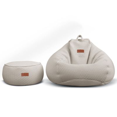 Bean Bag Chair Cover(Cover Only), Lounge Chair ice Silk Fabric with Zipper Memory Foam Sack Beanbag Replacement Cover for Adults and Kids, Without Filling,Powder,80cm*100cm