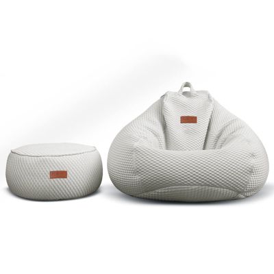 Bean Bag Chair Cover(Cover Only), Lounge Chair ice Silk Fabric with Zipper Memory Foam Sack Beanbag Replacement Cover for Adults and Kids, Without Filling,White,80cm*100cm