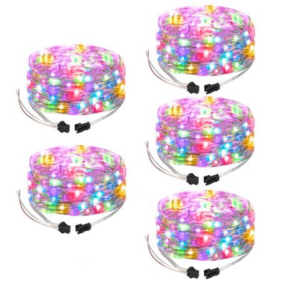 BTF-LIGHTING Chasing Dream Full Color Twinkle Decorative Light 5Pack 16.4ft Total 250LED Addressable WS2812B IC Fairy String DC5V for Kid's Bedroom, Christmas Tree, Party(No Adapter or Controller)