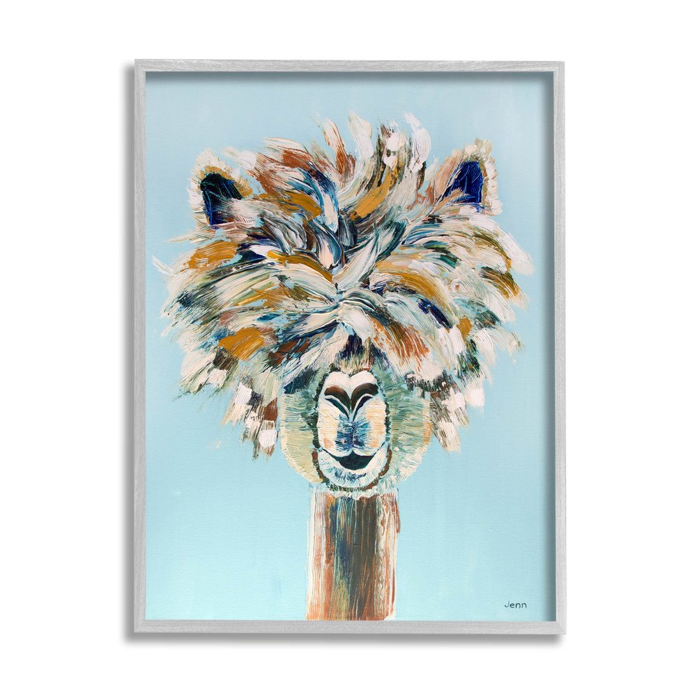 Stupell Industries Fluffy Alpaca Happy Animal Giclee Framed Wall Art, Design by Jen Seeley