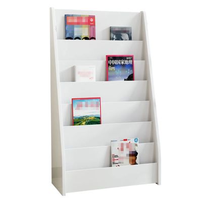 CMYUN Large Floor Magazine Holders for Shelves, Commercial Brown Office Home Decor Magazine Rack Stands with 7 Shelves, Brochure Display Stand (Color : White)