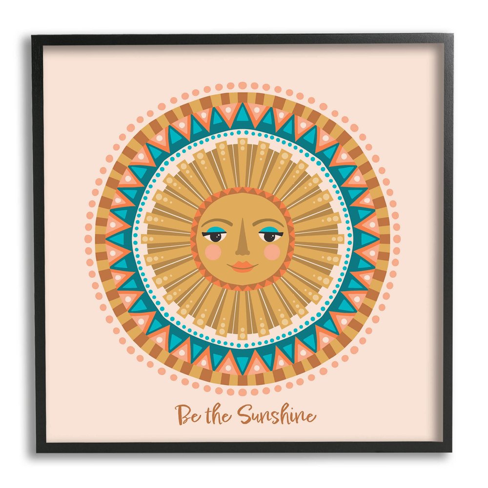 Stupell Industries Boho Be The Sunshine Pattern Giclee Framed Wall Art, Design by Caroline Alfreds