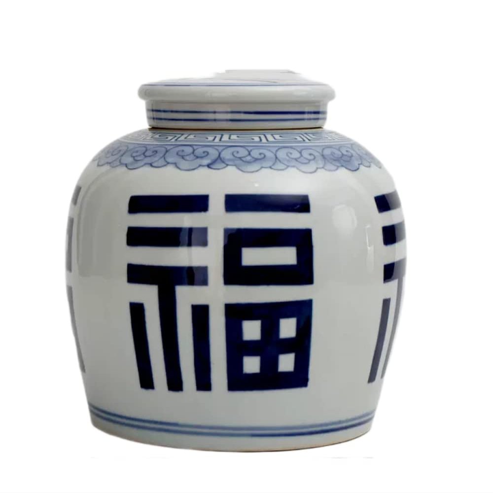 AMITVA Chinese Ceramic vase White Large Chinese vase Porcelain Flower vase Chinese Antique Ceramic vases Traditional Decorative Vase-B high 23 cm