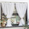 A.Monamour Short Curtain for Small Window 2 Panels Solid White Cotton Linen Transparent Sheer Voile Lace Window Treatment Valance Drapes Half Curtain for Kitchen Bedroom Cabinet Curtain Door Curtain view 1