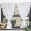 A.Monamour Short Curtain for Small Window 2 Panels Solid White Cotton Linen Transparent Sheer Voile Lace Window Treatment Valance Drapes Half Curtain for Kitchen Bedroom Cabinet Curtain Door Curtain view 2