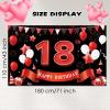 AOYOO Black Red 18th Birthday Backdrop Banner for Teens & Adults - 5.9x3.6 Ft Photography Background, Party Decorations for Boys and Girls, Birthday Supplies view 2