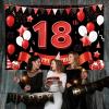 AOYOO Black Red 18th Birthday Backdrop Banner for Teens & Adults - 5.9x3.6 Ft Photography Background, Party Decorations for Boys and Girls, Birthday Supplies view 3