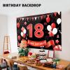 AOYOO Black Red 18th Birthday Backdrop Banner for Teens & Adults - 5.9x3.6 Ft Photography Background, Party Decorations for Boys and Girls, Birthday Supplies view 4