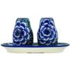 Polmedia Polish Pottery Salt and Pepper 3-Piece Set UNIKAT - Butterblue Pattern Handmade in Boleslawiec Poland by Ceramika Artystyczna + Certificate of Authenticity view 3