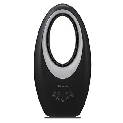 LivePure Bladeless Oscillating Fan w/Filter and Aroma Tray. 3-Speed Adjustment, Touch Control, Quiet Cooling, Stand Up Fan for Bedroom, Office, Kitchen, Black