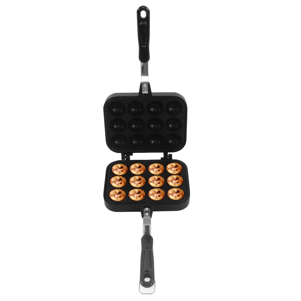 12 Holes Takoyaki Maker, Double Sided Takoyaki Pan Baking, Nonstick Grill Pan Takoyaki Grill Cake Pan, Japanese Octopus Meat Maker for Pancake Cooking Plate