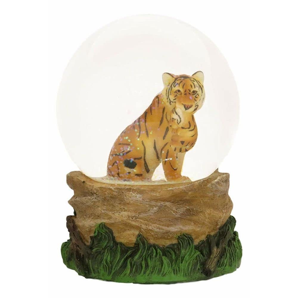 1 Pcs of Forest Jungle Apex Predator Orange Bengal Tiger Glitter Snow Globe 100mm Decor