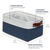 OrganiHaus Small Fabric Storage Baskets for Shelves 3 Pack, 12x08in Closet Storage Bins for Shelves, Canvas Baskets for Organizing, Linen Closet Organizers, Cloth Basket, Navy Blue/Off-White view 2