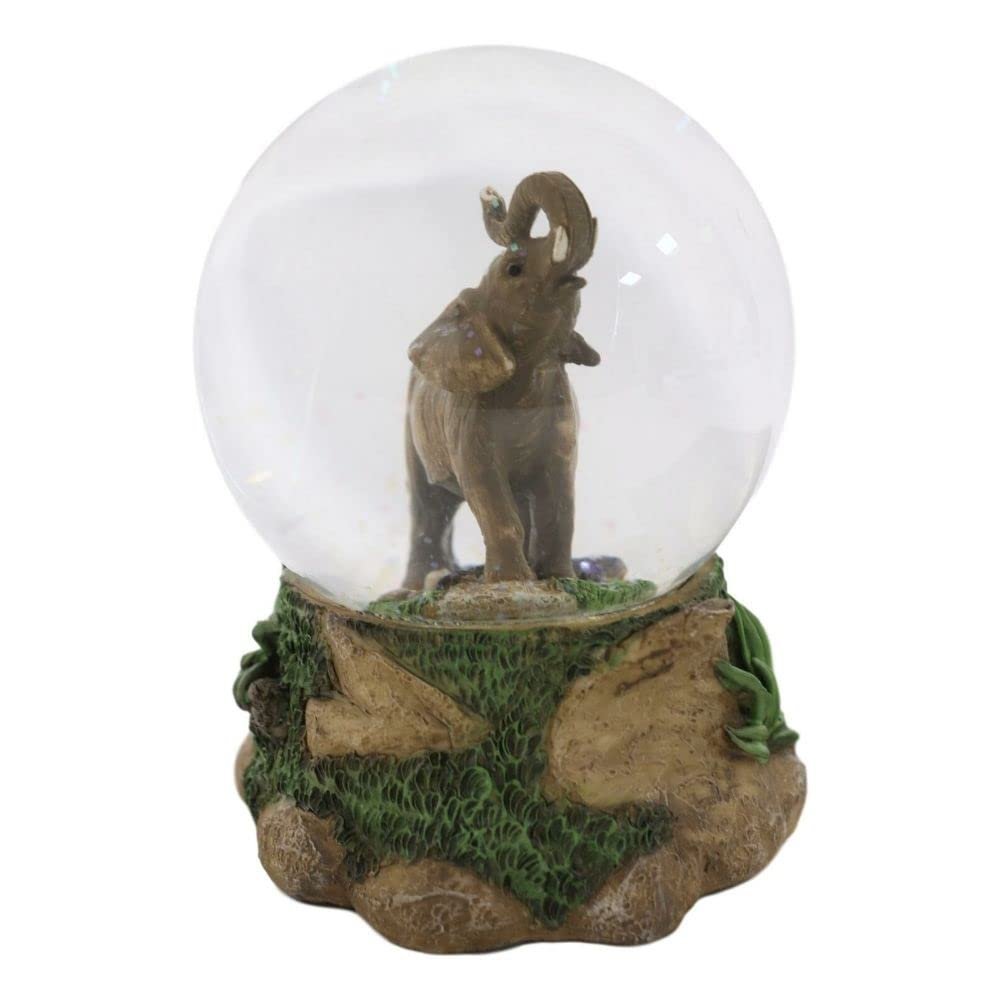 1 Pcs of Grasslands African Bush Elephant Glitter Water Globe Figurine