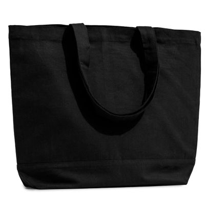 Carrywell Canvas Tote Bags Black 6-Pack, Not-Made In China, 15"x18.5" Reusable Cotton Shopping Bag, Durable 13oz Organic Cloth w/Handles