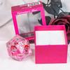 54mm d20 Valentine's Rose Snow Globe - Silver Glitter & Red and Iridescent Hearts w/Silver view 2