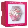54mm d20 Valentine's Rose Snow Globe - Silver Glitter & Red and Iridescent Hearts w/Silver view 3