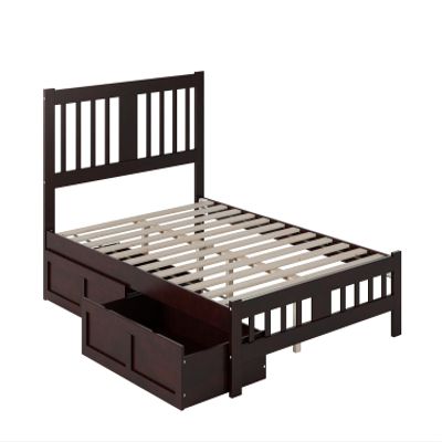 AFI, Tahoe Full Platform Bed with Matching Footboard & Set of 2 Under-Bed Storage Drawers, Espresso
