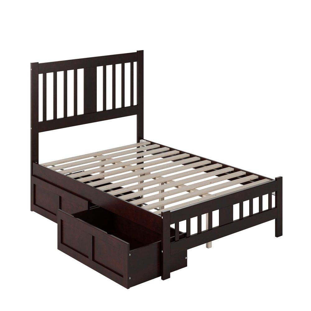 AFI, Tahoe Full Platform Bed with Matching Footboard & Set of 2 Under-Bed Storage Drawers, Espresso