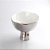 Pampa Bay Titanium-Plated Porcelain Footed Bowl, 10 Inch, Silver/White Tone, Oven, Freezer, Dishwasher Safe view 1