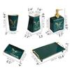 NOBRIM Bathroom Accessory Bathroom Accessories Sets 6-Piece Elk Deer Pattern Bathroom Wash Set Soap Dispenser Toothbrush Holder Soap Dish Tumbler and Tray Bathroom Wash Set view 2