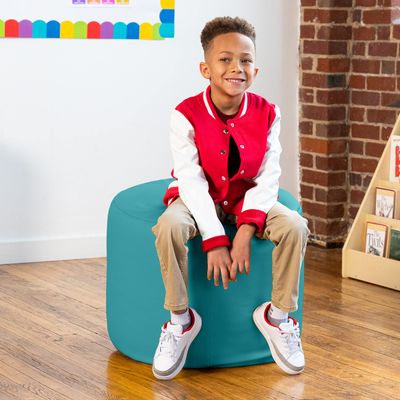 Jaxx Mallo Modular Pouf Classroom Bean Bag Seat, Premium Vinyl - Turquoise