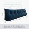 BNCKTRD Triangle Headboard Pillow - 3 in 1 Large Bed Pillow as Wedge Reading Pillow, Large Couch Daybed Pillow or Positioning Support Backrest Back Cushion for Sitting in Bed Velvet King Deep Blue view 4