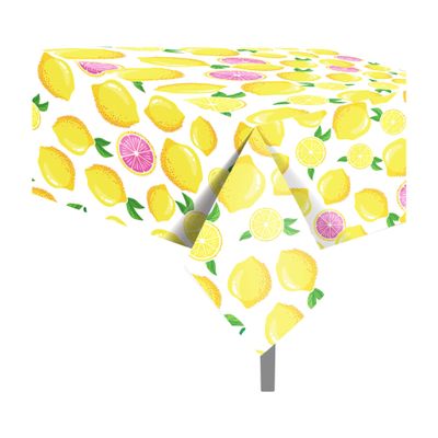 2 Pcs Lemon Plastic Tablecloth, Lemon Summer Table Cover Lemon Disposable Rectangle Table Cover Yellow Lemon Waterproof Table Cloth for Summer Lemon Party Summer Fruit Party Picnic Decor, 54 x 87 Inch
