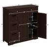 Topeakmart Bathroom Free-Standing Floor Cabinet, Practical Large Storage Cabinet with 4 Drawers and 2 Doors for Kitchen, Entrance Area, Living Room, Adjustable Shelf, Ample Space Espresso view 3