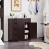 Topeakmart Bathroom Free-Standing Floor Cabinet, Practical Large Storage Cabinet with 4 Drawers and 2 Doors for Kitchen, Entrance Area, Living Room, Adjustable Shelf, Ample Space Espresso view 4