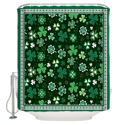 TocaHome Waterproof Shower Curtain for Bathroom with Hooks,St.Patrick's Day Green Shamrock Clover Polyester Fabric Shower Curtain Sets Machine Washable Bath Curtain, 60 x 72 inch