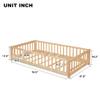 NCKMYB Twin Size Toddlers Montessori Bed with Fence, Wooden Floor Bed Playpen Bed with Doors, Kids Play with Guardrails for Boys Girls (Natural) view 2