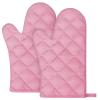AUAUY Pink Oven Mitts, 1 Pair Kitchen Mittens, 392F Heat Resistant Oven Gloves Non-Slip Kitchen Gloves for Oven, BBQ Gloves-Oven Mitts Infill Cotton Cooking Gloves for Oven Grilling Cooking Baking view 1