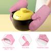 AUAUY Pink Oven Mitts, 1 Pair Kitchen Mittens, 392F Heat Resistant Oven Gloves Non-Slip Kitchen Gloves for Oven, BBQ Gloves-Oven Mitts Infill Cotton Cooking Gloves for Oven Grilling Cooking Baking view 2