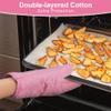 AUAUY Pink Oven Mitts, 1 Pair Kitchen Mittens, 392F Heat Resistant Oven Gloves Non-Slip Kitchen Gloves for Oven, BBQ Gloves-Oven Mitts Infill Cotton Cooking Gloves for Oven Grilling Cooking Baking view 3