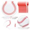 Baseball Party Favors Party Decorations, 96pcs Baseball Party Plates and Napkins Forks Baseball Themed Party Birthday Decorations Supplies For Boys Baby Shower Serves 24 view 1