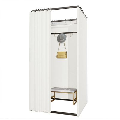 WAHHWF Change/Fitting Room for Salon Boutique, Larger Changing Clothes Station, Clothing Store Fitting Room with Shading Curtain and Hook (Color : White, Size : 100x100x200cm)