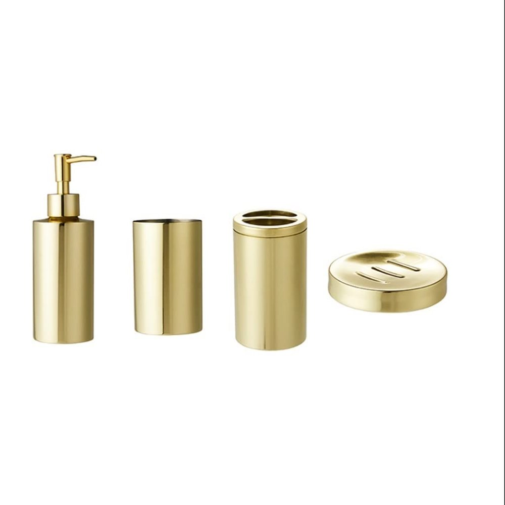 NOBRIM Bathroom Accessory Gold Bathroom Amenities Wash Set 5-Piece Soap Dispenser Toothbrush HolderSoap Dish Tumbler Stainless Steel Bathroom Accessories Sets Bathroom Wash Set