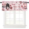 Anzona Curtain Valance 54" x 18", Valentine's Day Window Valances Rod Pocket Curtains Drapes, Bird Red Love Heart Tree Pink Short Topper Curtain for Kitchen Cafe Living Room, 1 Panel view 1