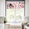 Anzona Curtain Valance 54" x 18", Valentine's Day Window Valances Rod Pocket Curtains Drapes, Bird Red Love Heart Tree Pink Short Topper Curtain for Kitchen Cafe Living Room, 1 Panel view 2