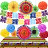 29 PCS Cinco De Mayo Decorations, Cinco De Mayo Tablecloth Fiesta Banner Paper Fans Paper Poms Mexican Birthday Cinco De Mayo Party Decorations for Wall Hanging Home Decor Fiesta Party Supplies view 1