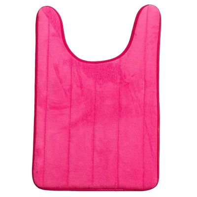 Lifup Soft U-Shaped Bathroom Rug, Memory Foam Bath Mat, Non Slip Water Absorption Dry Fast Toilet Mat, Bathroom Floor Mat Fuchsia 1.6 x 2.6 Feet