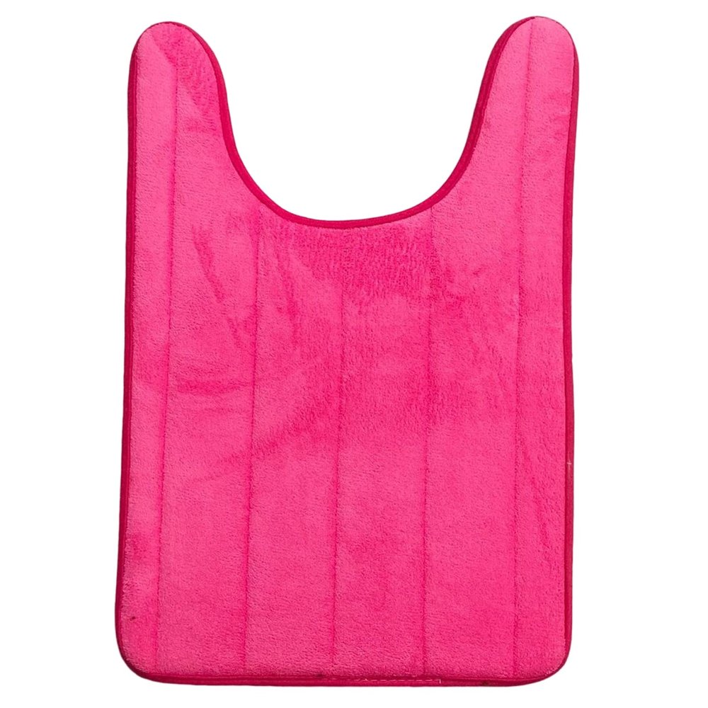 Lifup Soft U-Shaped Bathroom Rug, Memory Foam Bath Mat, Non Slip Water Absorption Dry Fast Toilet Mat, Bathroom Floor Mat Fuchsia 1.6 x 2.6 Feet
