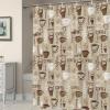 Classic Coffee Style Polyester Shower Curtain 72x78 inches, Waterproof Shower Curtains with Plastic Hooks, Washable Bathroom Shower Curtain for Hotel Spa Bath Tub Coffee Mug Patterns Hot Coffee view 3